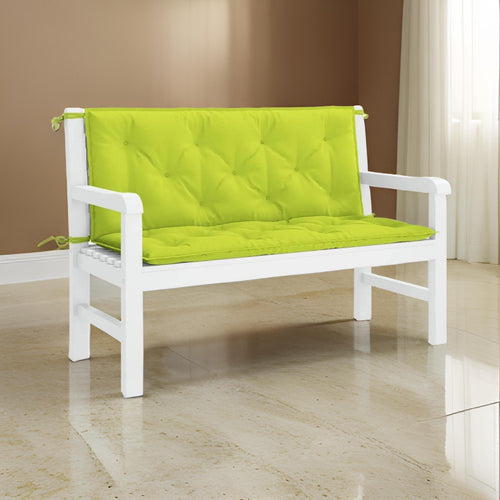 Claire Outdoor Cushion for Bench, Button Tufted Green Fabric, 47" Wide