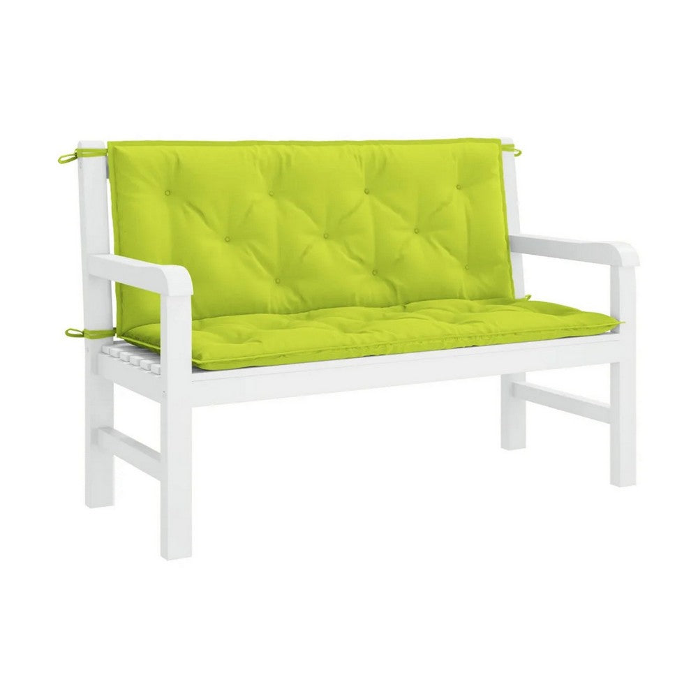 Claire Outdoor Cushion for Bench, Button Tufted Green Fabric, 47" Wide