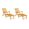 Outdoor Deck Chaise Chair Set of 2, Acacia Wood, Adjustable, 22"