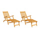 Outdoor Deck Chaise Chair Set of 2, Acacia Wood, Adjustable, 22"