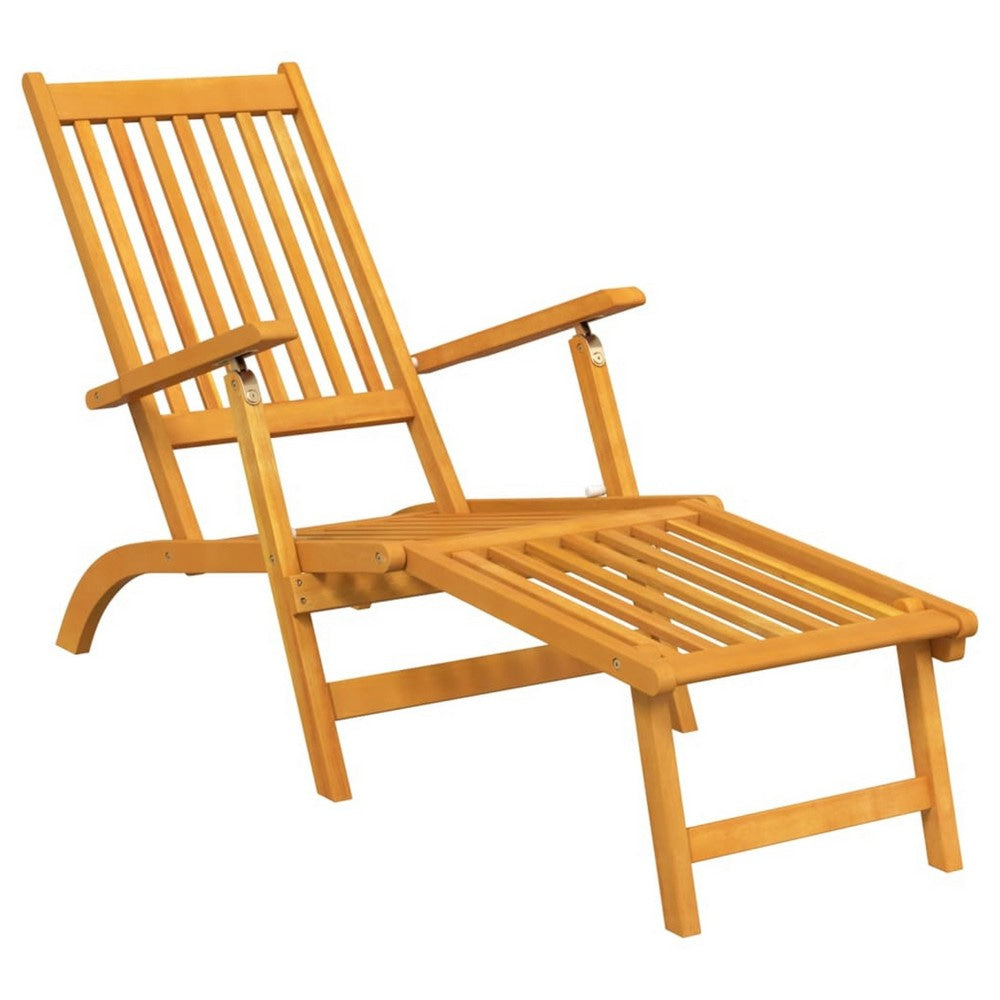 Outdoor Deck Chaise Chair Set of 2 Acacia Wood Adjustable 22’’ BM325591