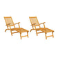 Outdoor Deck Chaise Chair Set of 2, Acacia Wood, Adjustable, 22"