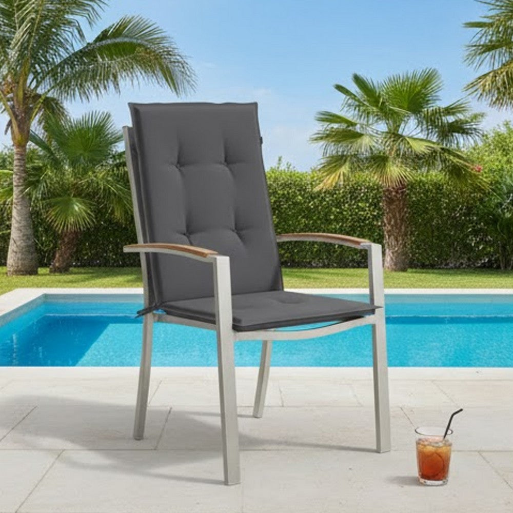 Outdoor Cushions for High Back Chair Set of 2, 47" Dark Gray Fabric