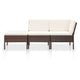 Modular 3pc Outdoor Lounger Sofa Brown Poly Rattan Ivory Fabric BM325594