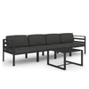 Shina 5pc Outdoor Set with Table, Sofa, and Chairs, Black Polyester