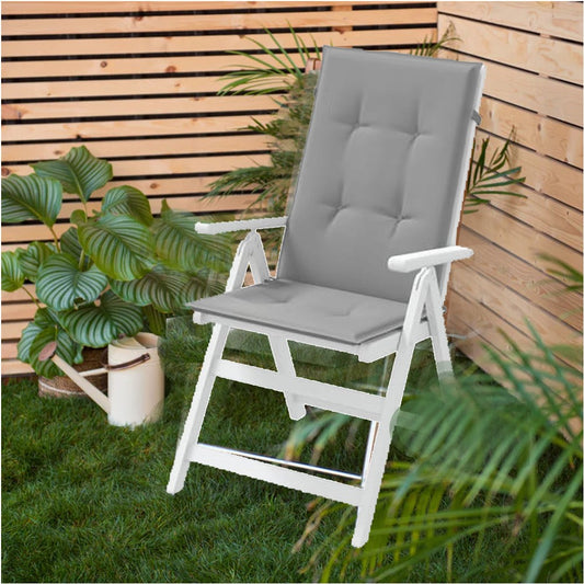 Zia 6pc Outdoor Highback Cushion for Chair, Tufted Gray Fabric, 47"