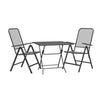 Zofi 3pc Outdoor Dining Chair and Table Set, Foldable Mesh Gray Metal
