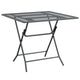 Zofi 3pc Outdoor Dining Chair and Table Set, Foldable Mesh Gray Metal