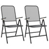 Zofi 3pc Outdoor Dining Chair and Table Set, Foldable Mesh Gray Metal