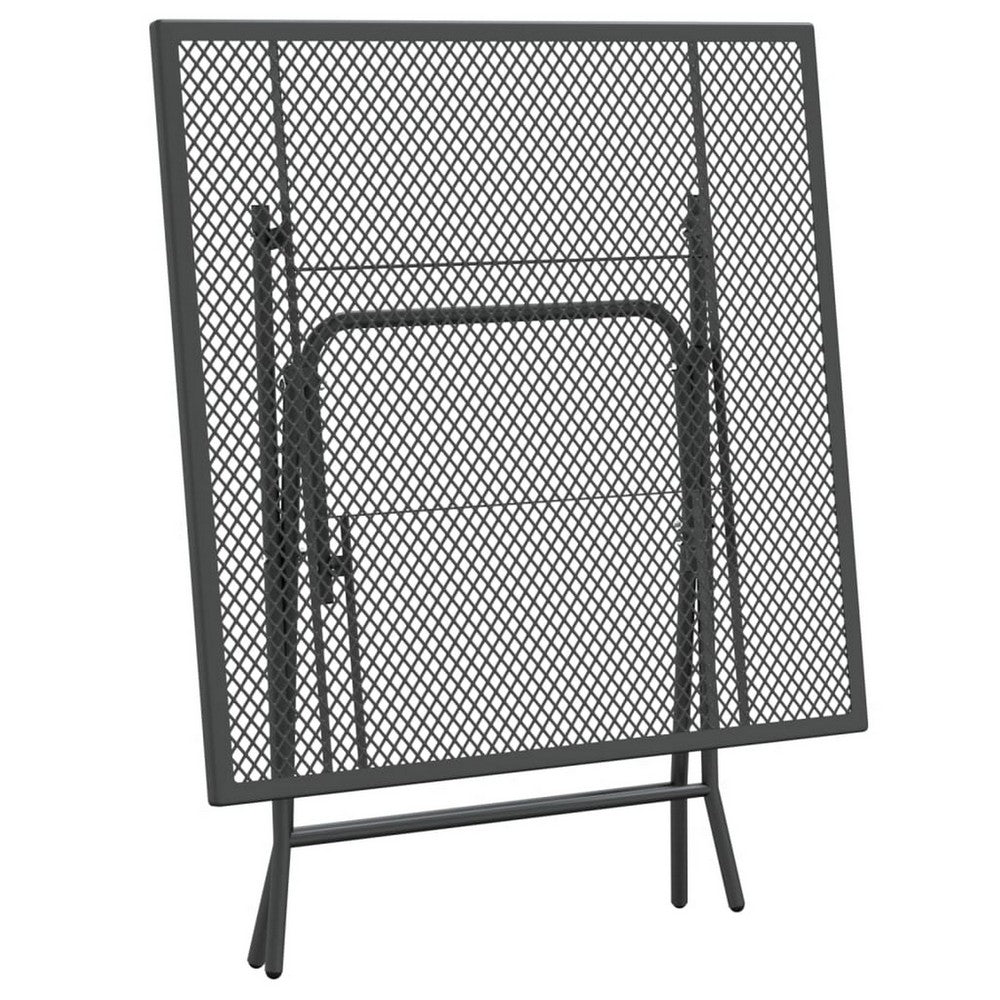 Zofi 3pc Outdoor Dining Chair and Table Set, Foldable Mesh Gray Metal