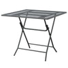 Zofi 3pc Outdoor Dining Chair and Table Set, Foldable Mesh Gray Metal
