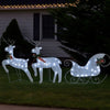 4pc Outdoor Reindeer n Sleigh Christmas Decoration, 100 White LEDs