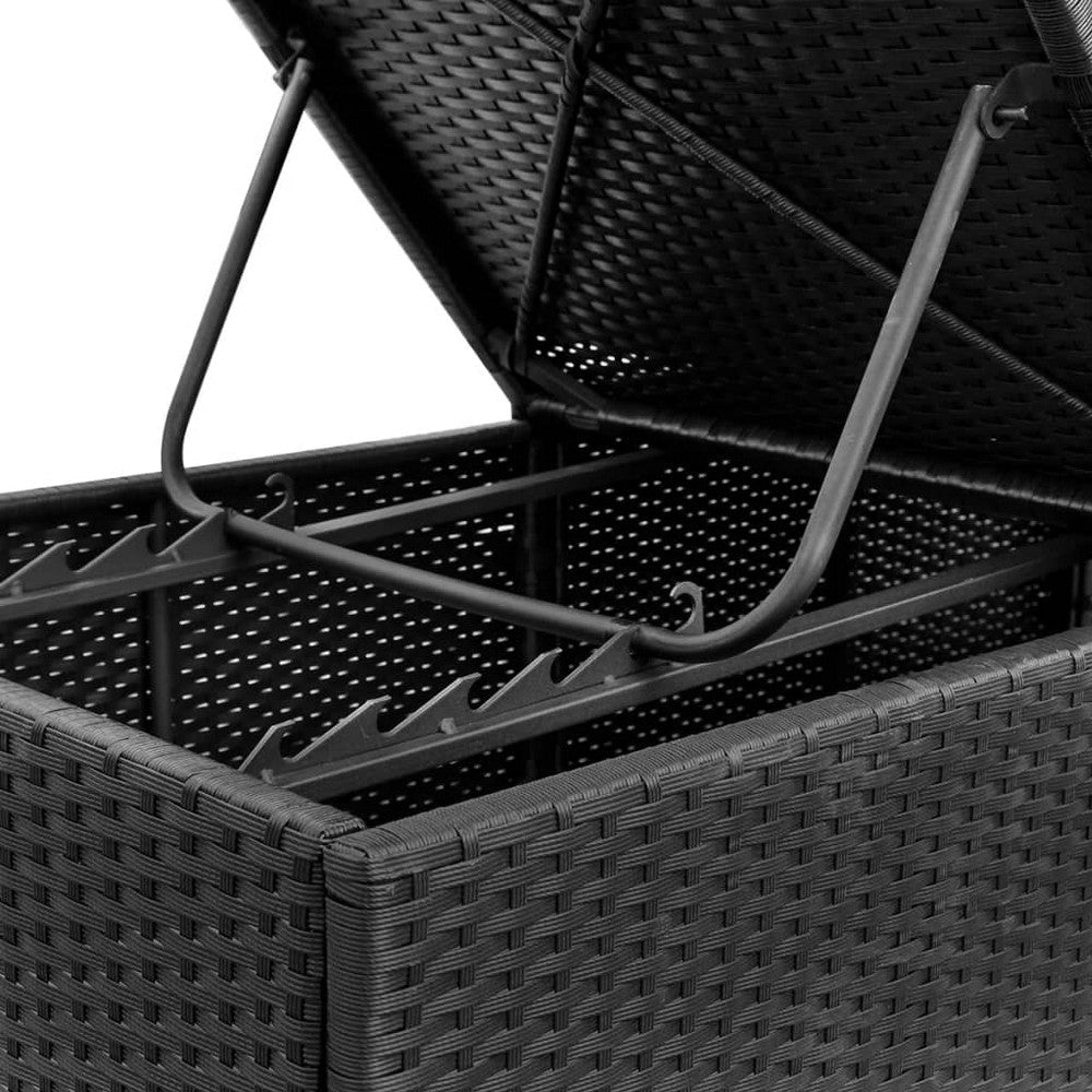 Nino Adjustable Outdoor Sun Lounger Chaise Blue Cushion Black Rattan BM325603