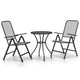 Troy 3pc Outdoor Foldable Dining Chair and Table Set, Mesh Gray Metal