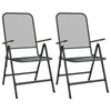 Troy 3pc Outdoor Foldable Dining Chair and Table Set Mesh Gray Metal BM325604