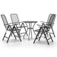 Troy 5pc Outdoor Foldable Dining Chair and Table Set, Mesh Gray Metal