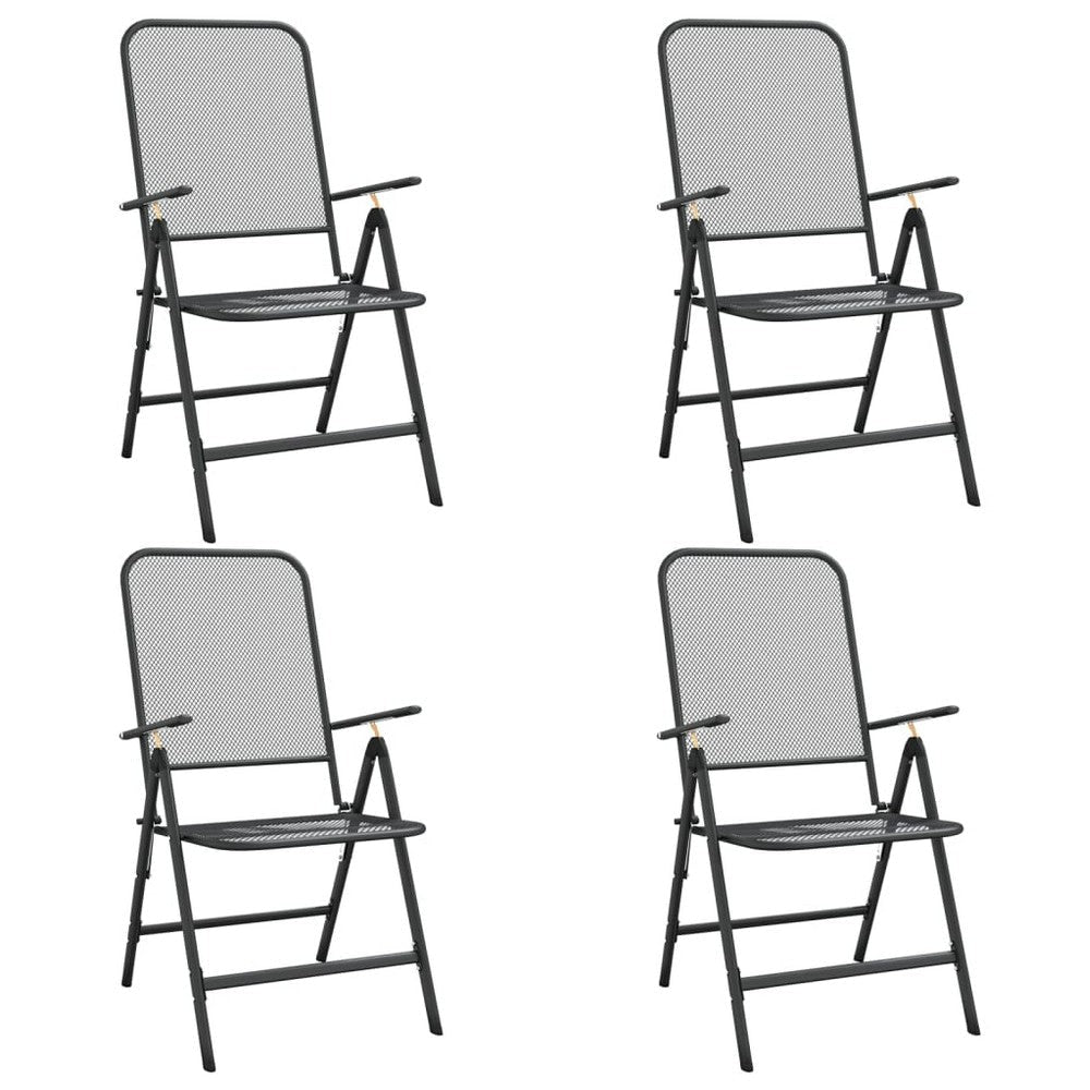 Troy 5pc Outdoor Foldable Dining Chair and Table Set Mesh Gray Metal BM325605
