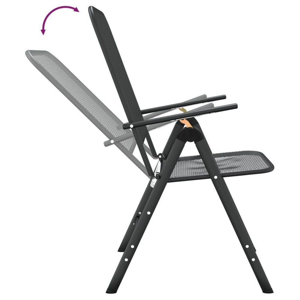 Troy 5pc Outdoor Foldable Dining Chair and Table Set Mesh Gray Metal BM325605