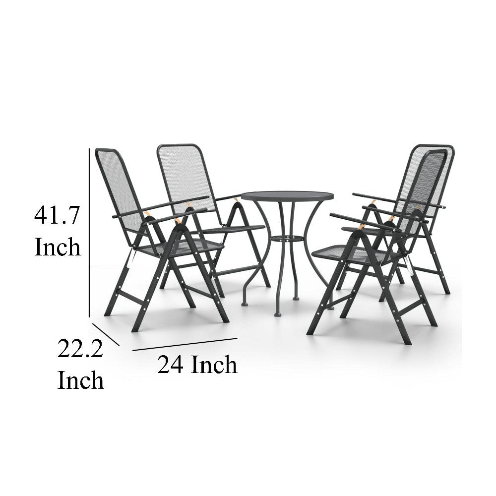 Troy 5pc Outdoor Foldable Dining Chair and Table Set Mesh Gray Metal BM325605