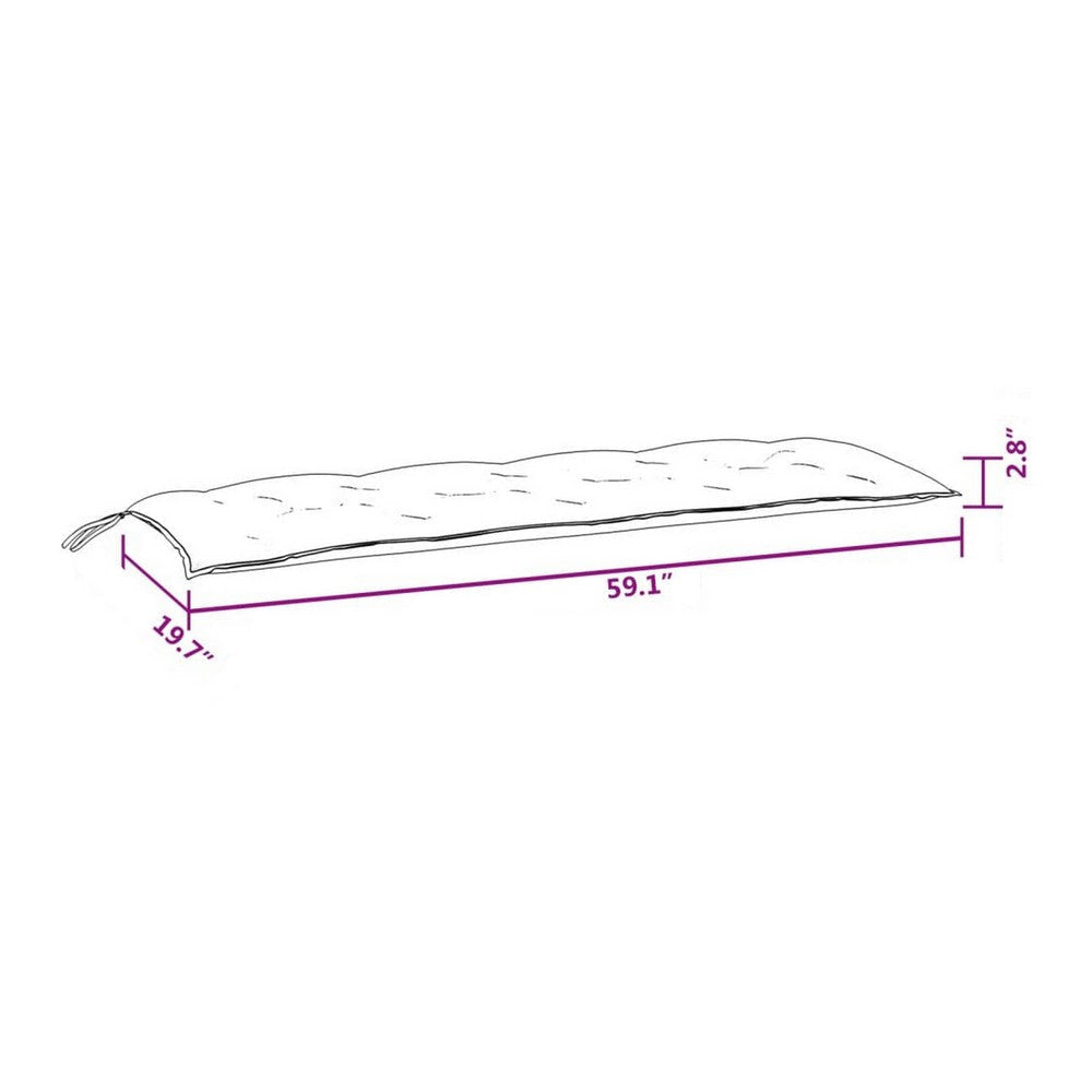 Claire Outdoor Cushion for Bench Tufted Taupe Oxford Fabric 59’’ BM325607