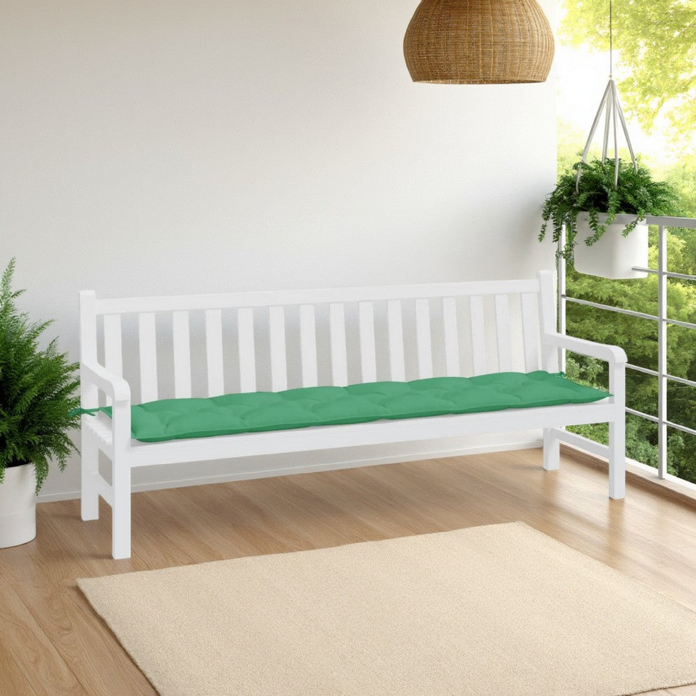 Claire Outdoor Cushion for Bench, Tufted Green Oxford Fabric, 79"