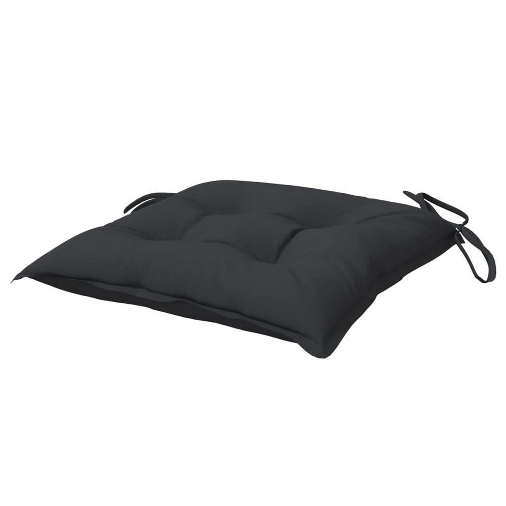 Zia 4pc Outdoor Patio Cushions for Chair, Tufted, Black Oxford Fabric