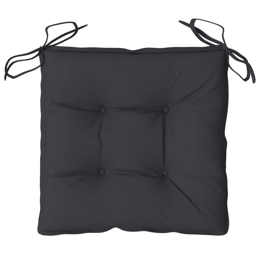 Zia 4pc Outdoor Patio Cushions for Chair, Tufted, Black Oxford Fabric