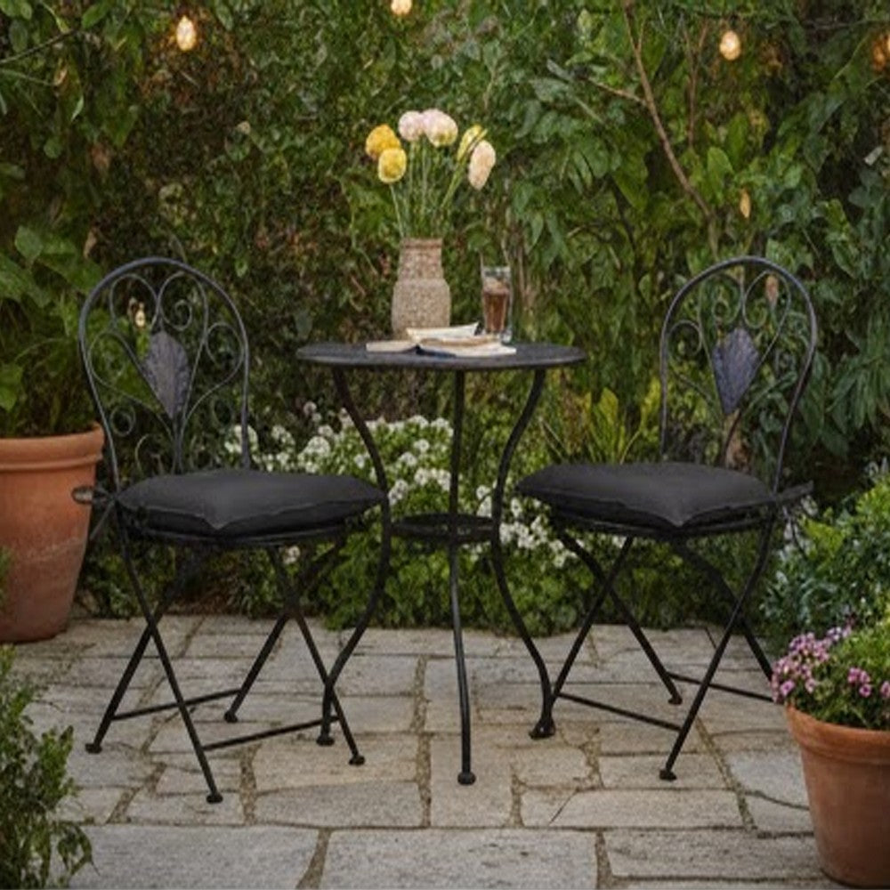 Zia 4pc Outdoor Patio Cushions for Chair, Tufted, Black Oxford Fabric