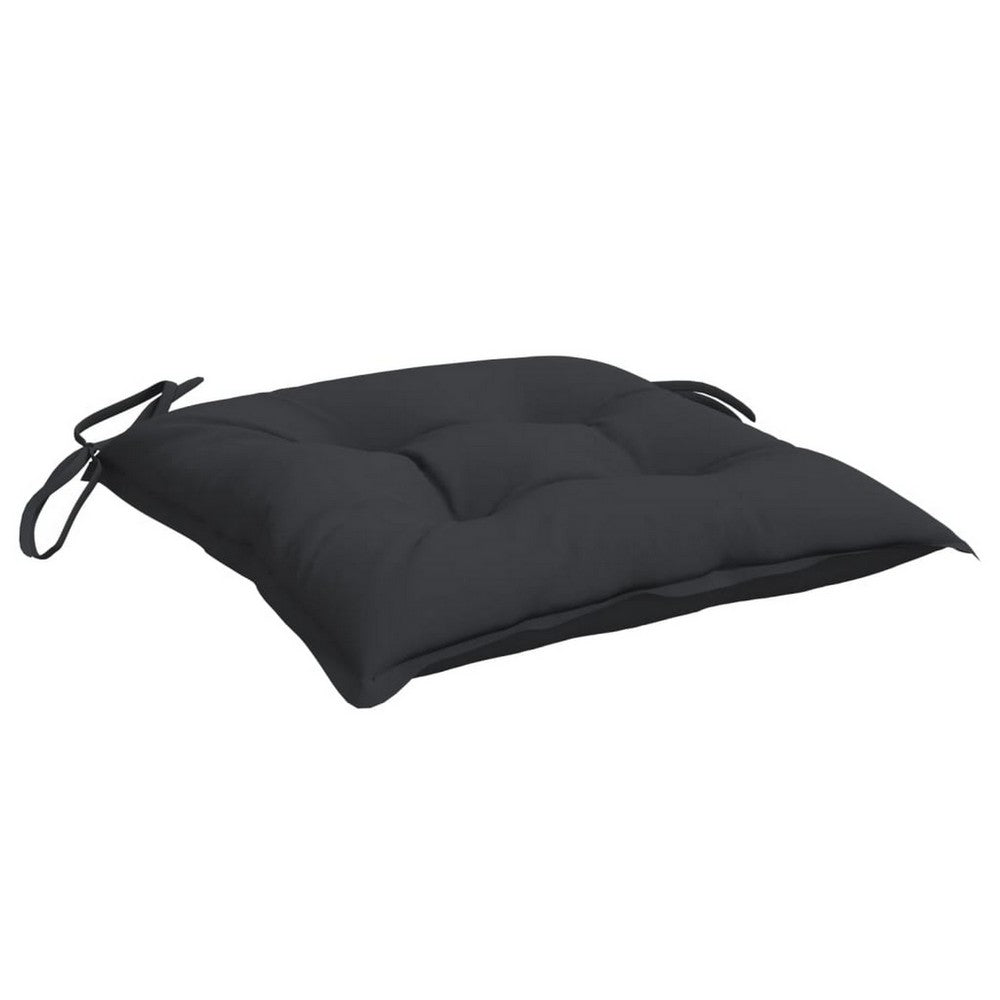 Zia 4pc Outdoor Patio Cushions for Chair, Tufted, Black Oxford Fabric