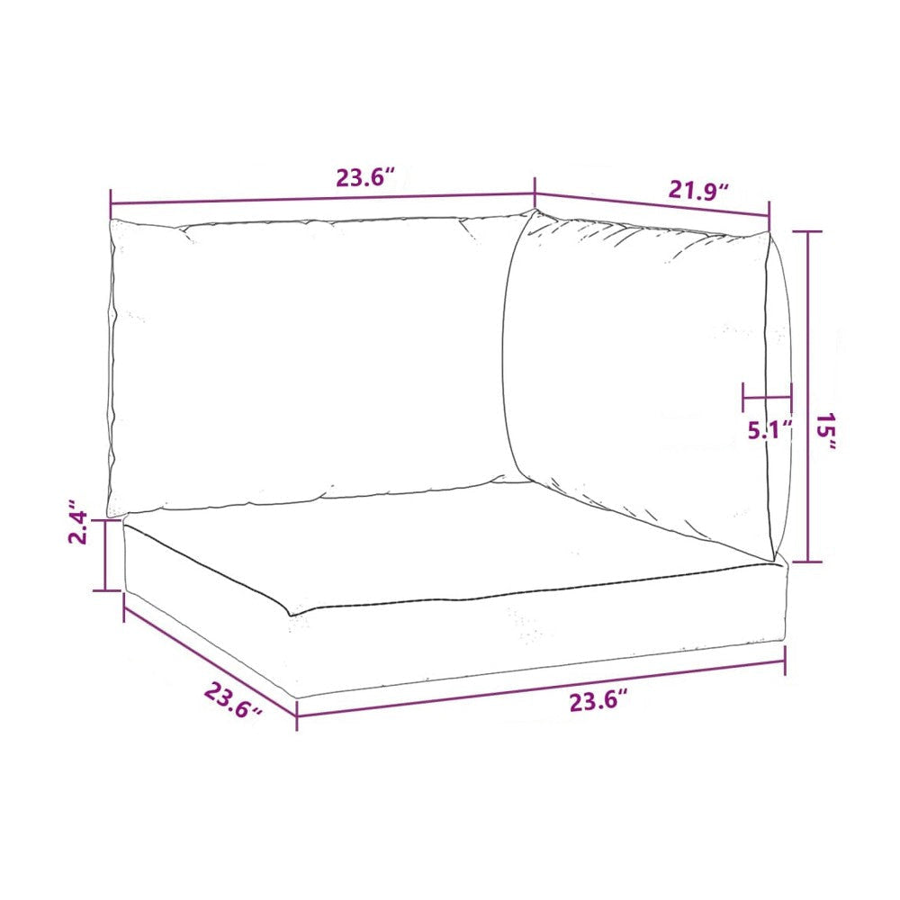 Paom 3pc Outdoor Patio Cushion for Bench Plush Gray Oxford Fabric