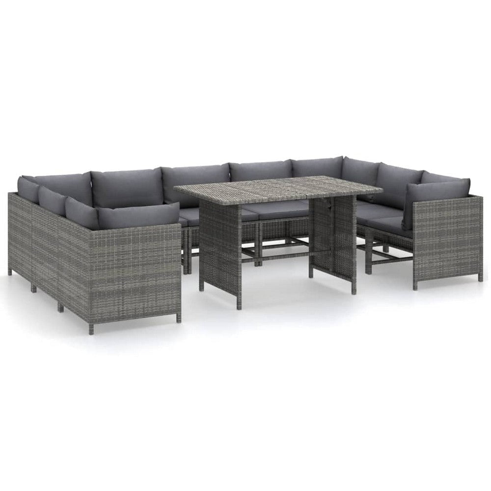 Ley 10pc Outdoor Modular Sectional Sofa Set Gray Cushions Rattan BM325616
