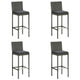 4pc Outdoor Patio Barstool Chair with Cushions, Gray Woven Poly Rattan