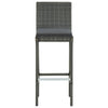 4pc Outdoor Patio Barstool Chair with Cushions, Gray Woven Poly Rattan