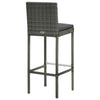 4pc Outdoor Patio Barstool Chair with Cushions, Gray Woven Poly Rattan