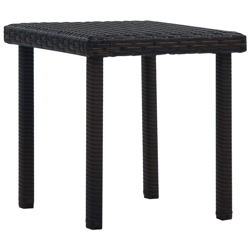 Outdoor Patio Side End Table 16’’ Square Top Woven Brown Poly Rattan BM325619