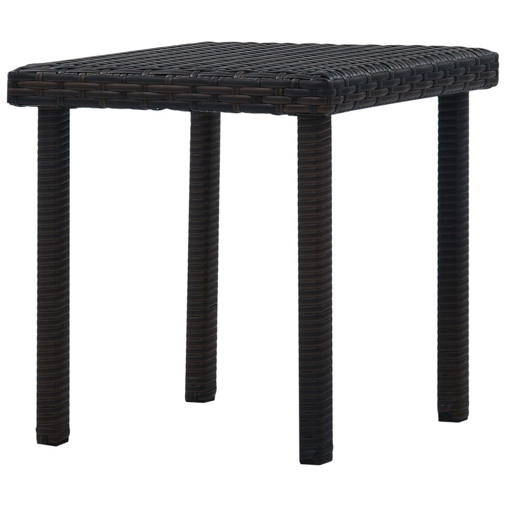 Outdoor Patio Side End Table 16’’ Square Top Woven Brown Poly Rattan BM325619