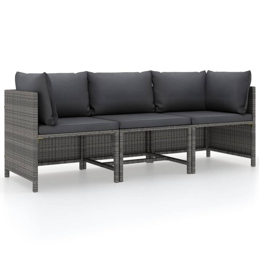 Ley 3pc Outdoor Modular Sofa Set Dark Gray Polyester Poly Rattan BM325622