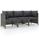 Ley 3pc Outdoor Modular Sofa Set Dark Gray Polyester Poly Rattan BM325622