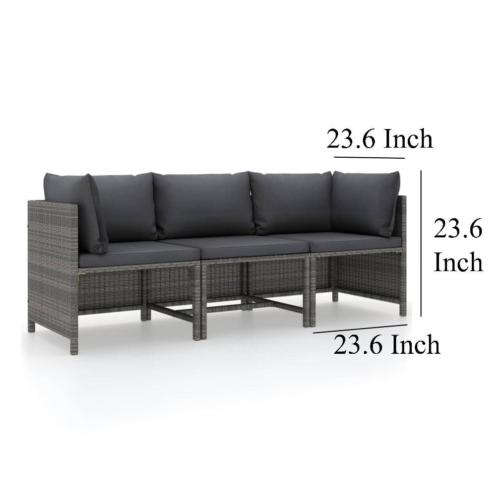 Ley 3pc Outdoor Modular Sofa Set Dark Gray Polyester Poly Rattan BM325622