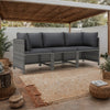 Ley 3pc Outdoor Modular Sofa Set, Dark Gray Polyester, Poly Rattan