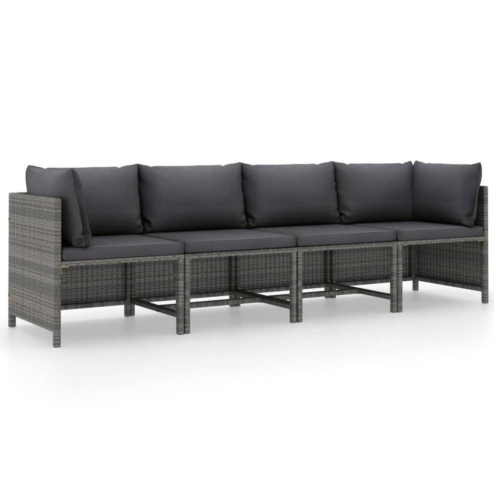 Ley 4pc Outdoor Modular Sofa Set Dark Gray Polyester Poly Rattan BM325623