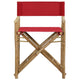 Outdoor Foldable Accent Chair Set of 2 Red Fabric Brown Bamboo BM325627