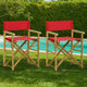 Outdoor Foldable Accent Chair Set of 2, Red Fabric, Brown Bamboo