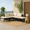 Reno 6pc Outdoor Modular Sofa Set, Footrests, Ivory, Black Rattan