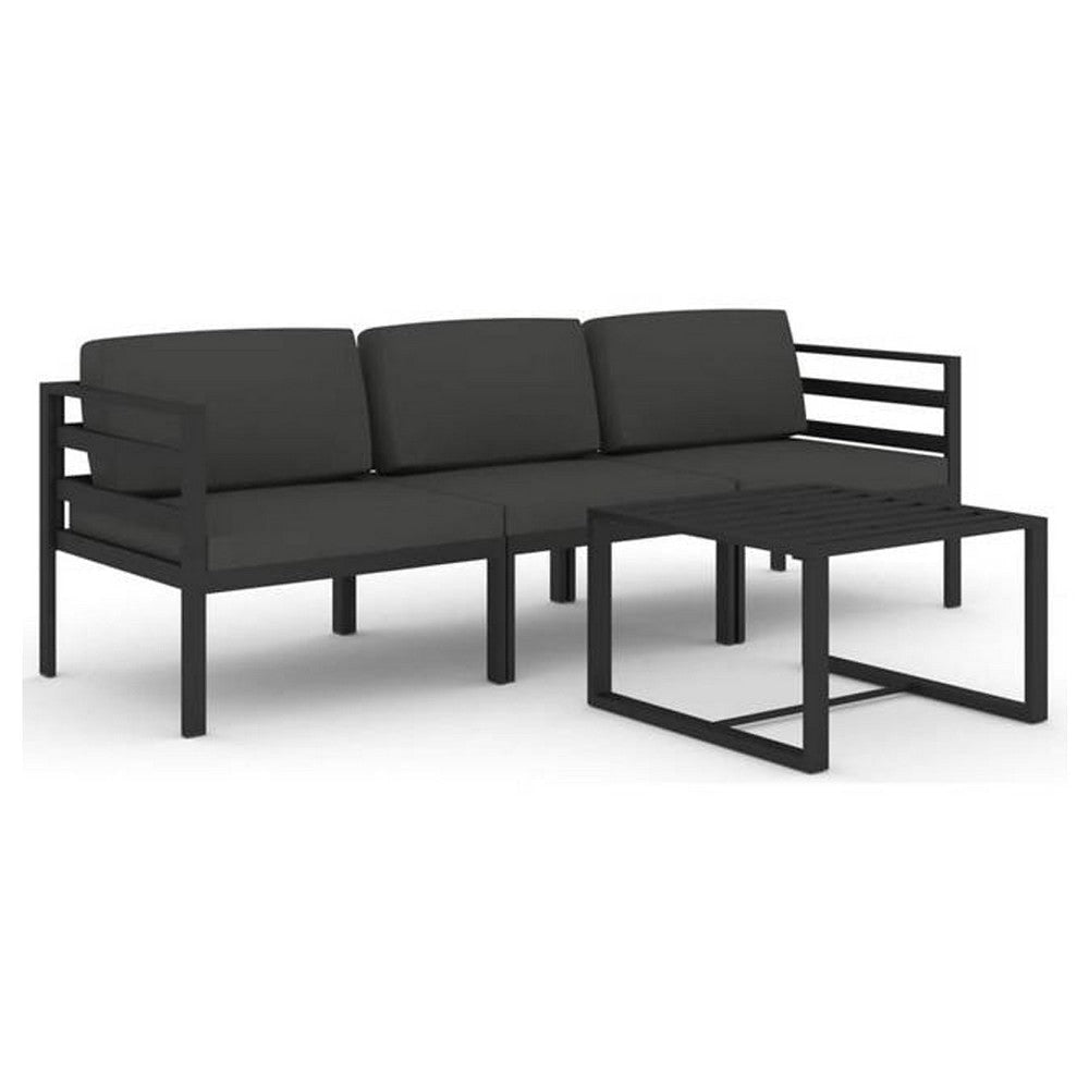 Shina 4pc Outdoor Modular Sofa Set Dark Gray Aluminum Cushions BM325629