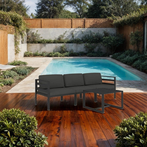 Shina 4pc Outdoor Modular Sofa Set, Dark Gray Aluminum, Cushions