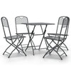 5pc Garden Patio Chair and Table Set, Dark Gray Foldable Mesh Metal
