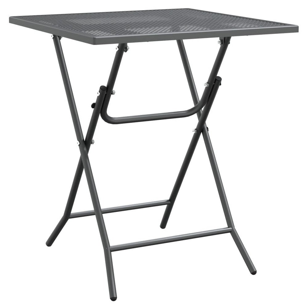 5pc Garden Patio Chair and Table Set Dark Gray Foldable Mesh Metal BM325630