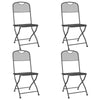 5pc Garden Patio Chair and Table Set Dark Gray Foldable Mesh Metal BM325630