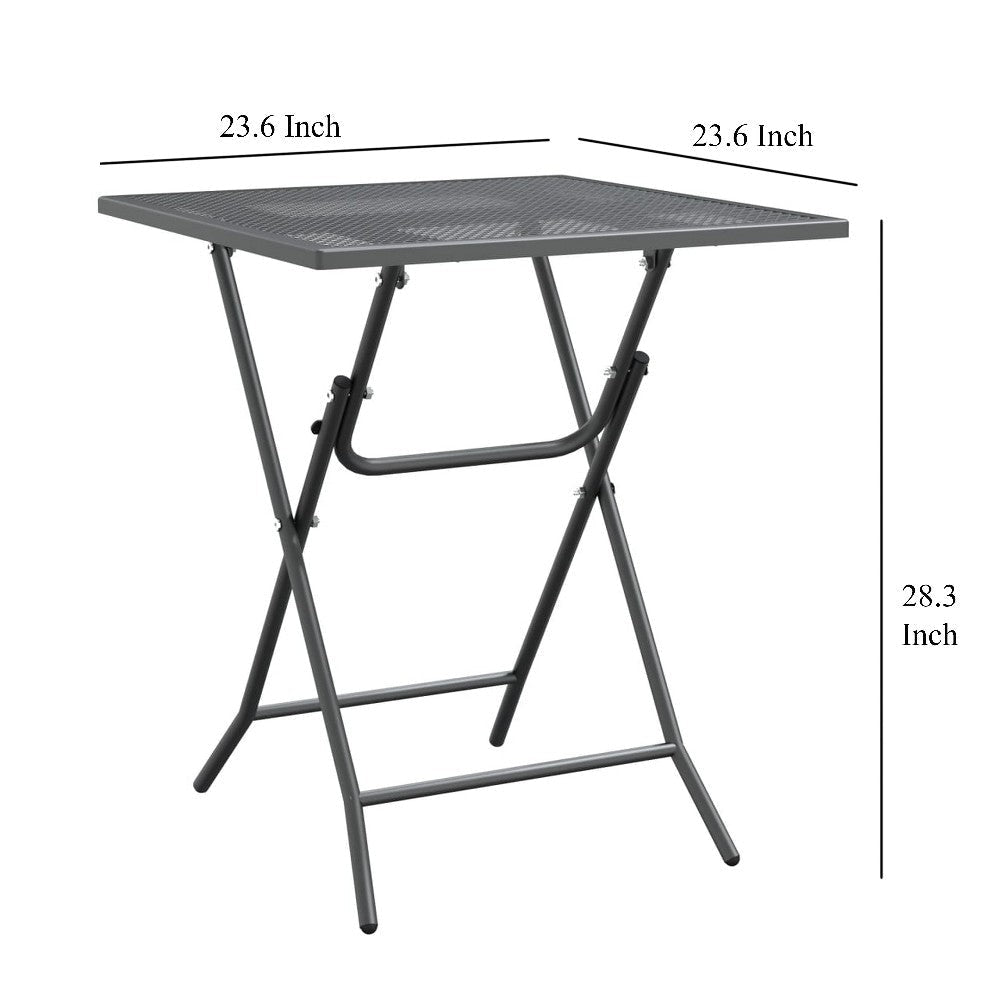 5pc Garden Patio Chair and Table Set Dark Gray Foldable Mesh Metal BM325630